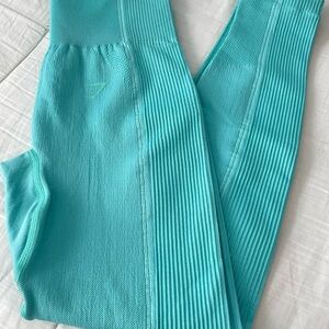 Gymshark Blue Seamless Leggings Ribbed Design